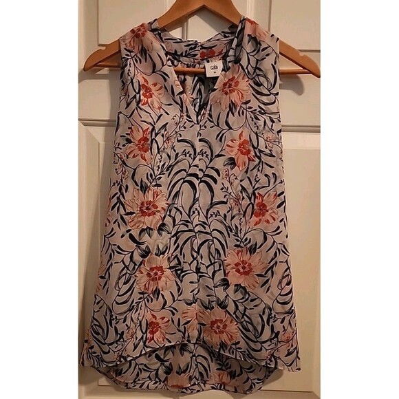 Cabi Womens XS Summer Top Sleeveless Floral Lightweight Breathable blue red - Picture 7 of 8